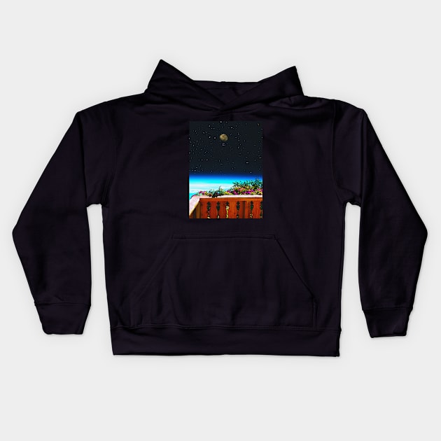 Space Balcony - Space Aesthetic, Retro Futurism, Sci-Fi Kids Hoodie by jessgaspar